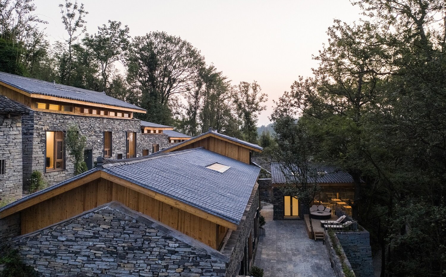 Architectural appearance design of the guest rooms of lahao stone house in Fenghuang ancient city of Hunan Province