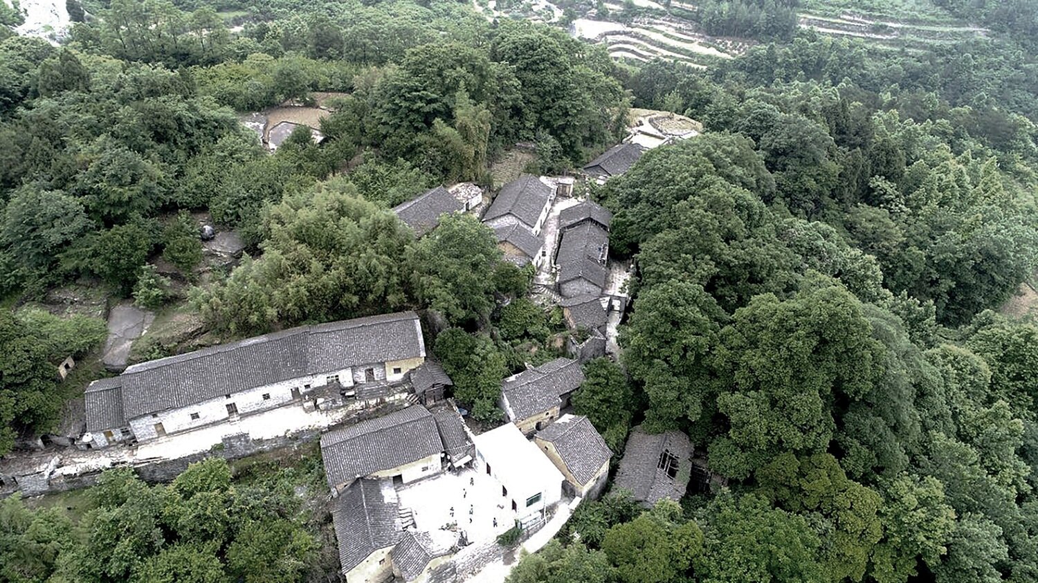 Bird's-eye view of lahao stone house in Fenghuang ancient city, Hunan Province