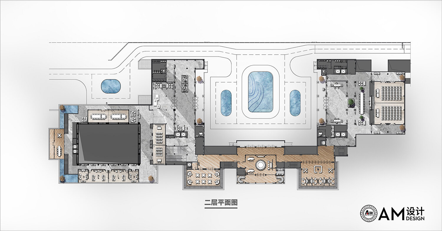 AM DESIGN | second floor design plan of Hanzhong South Lake Resort Hotel