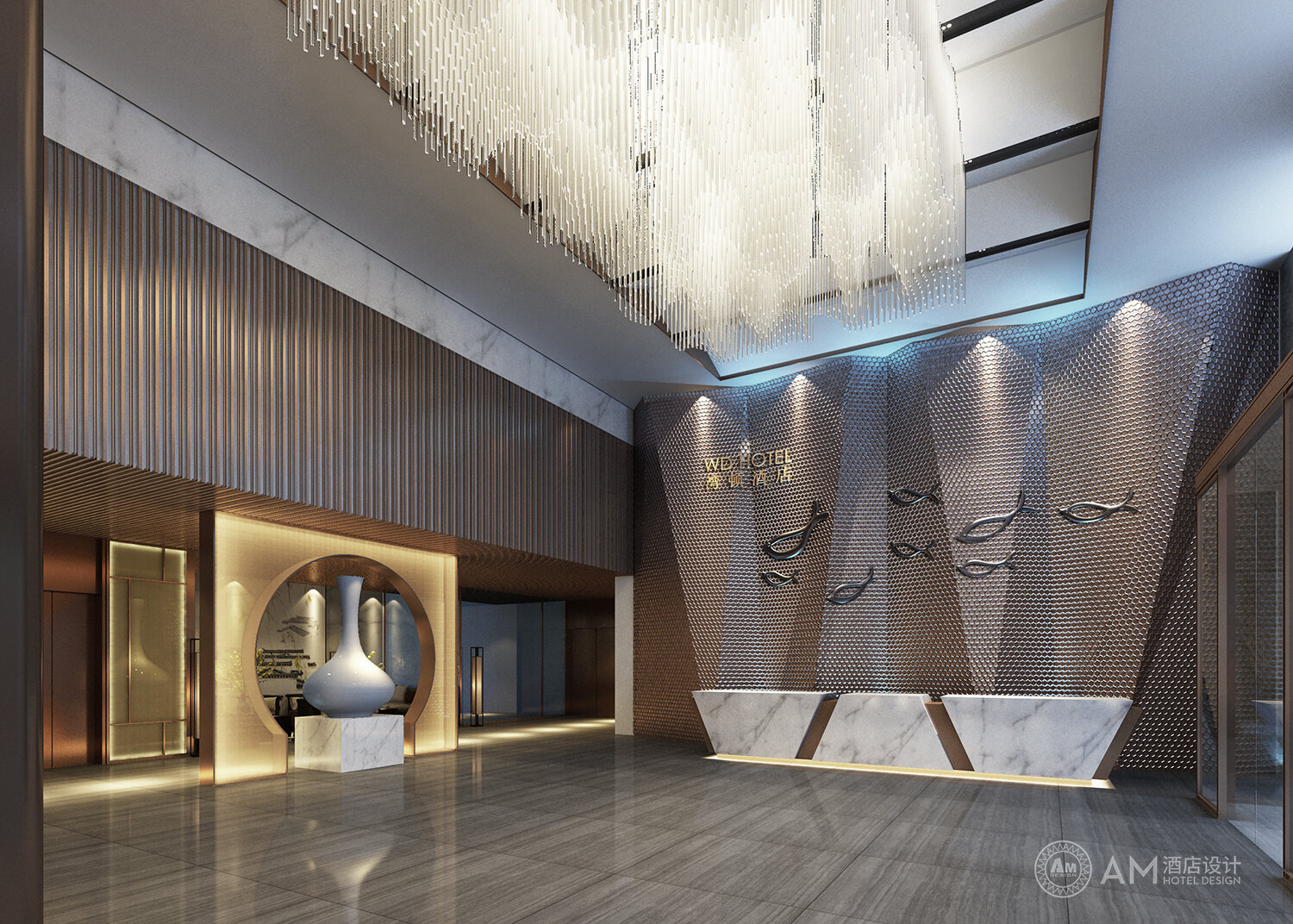 AM DESIGN | Lobby design of wandun hotel in Daqing