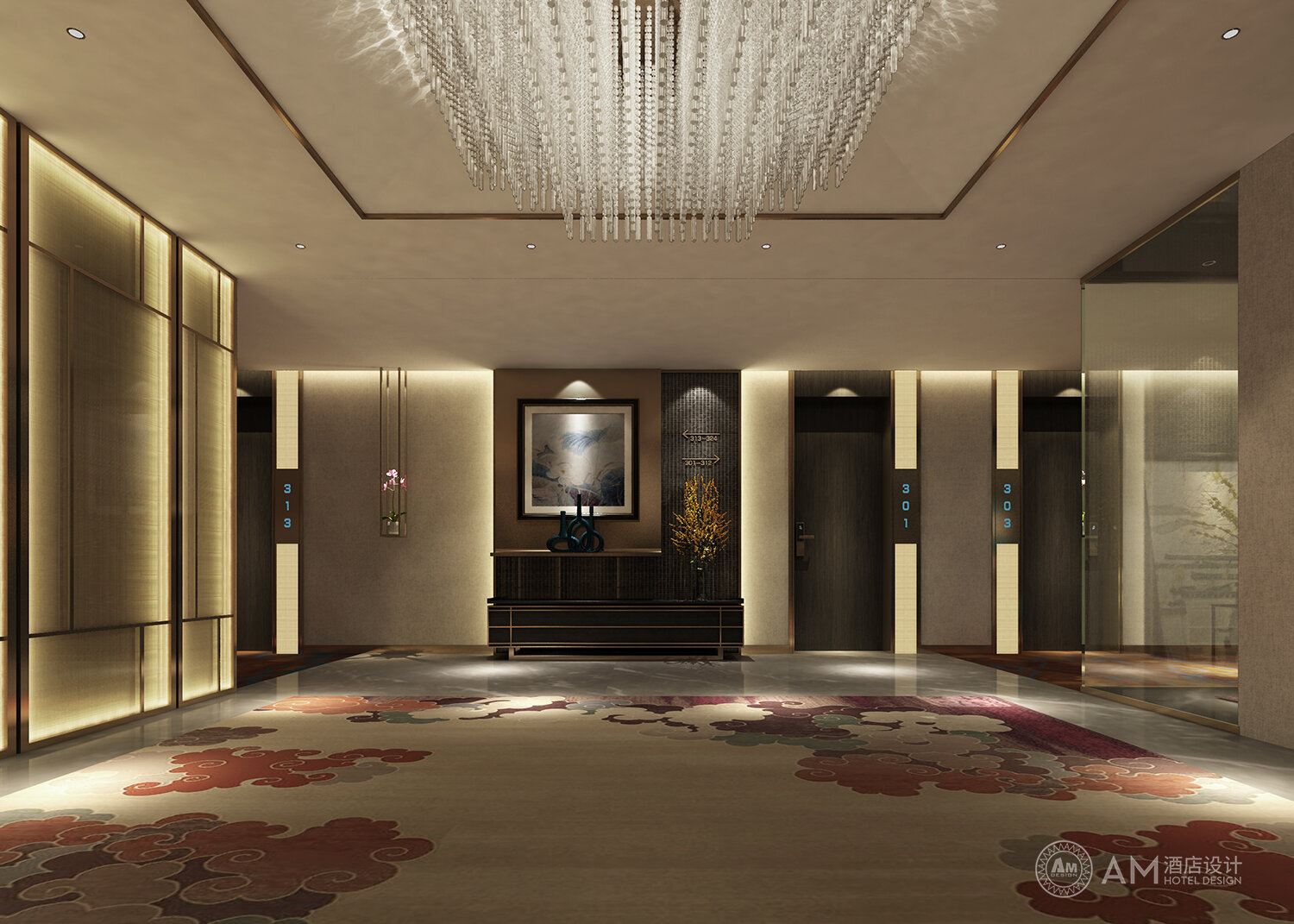 AM DESIGN | Design of elevator hall of wandun hotel in Daqing