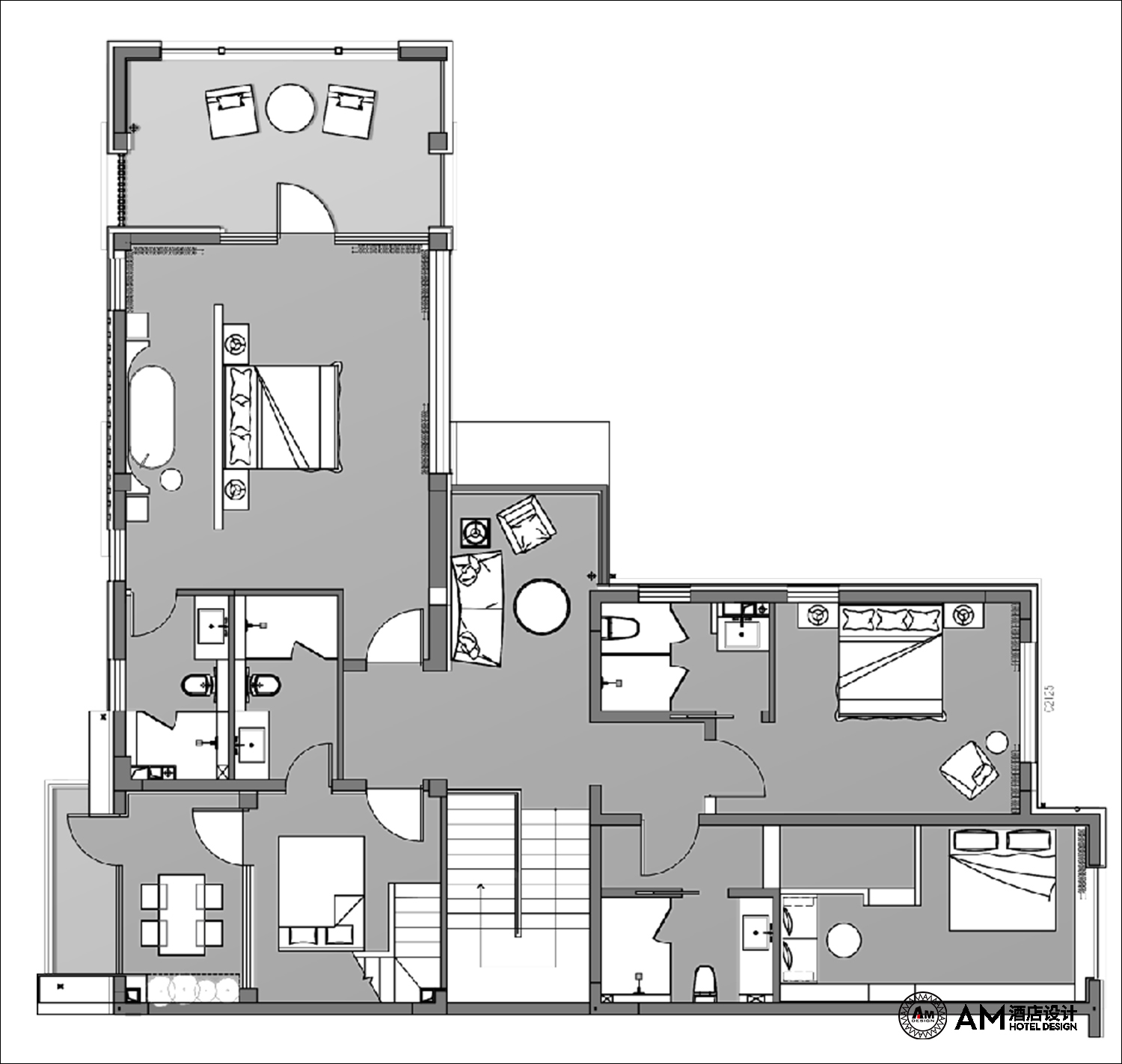 AM DESIGN | The second floor plan of qianjianyuan house in Jixian, Tianjin