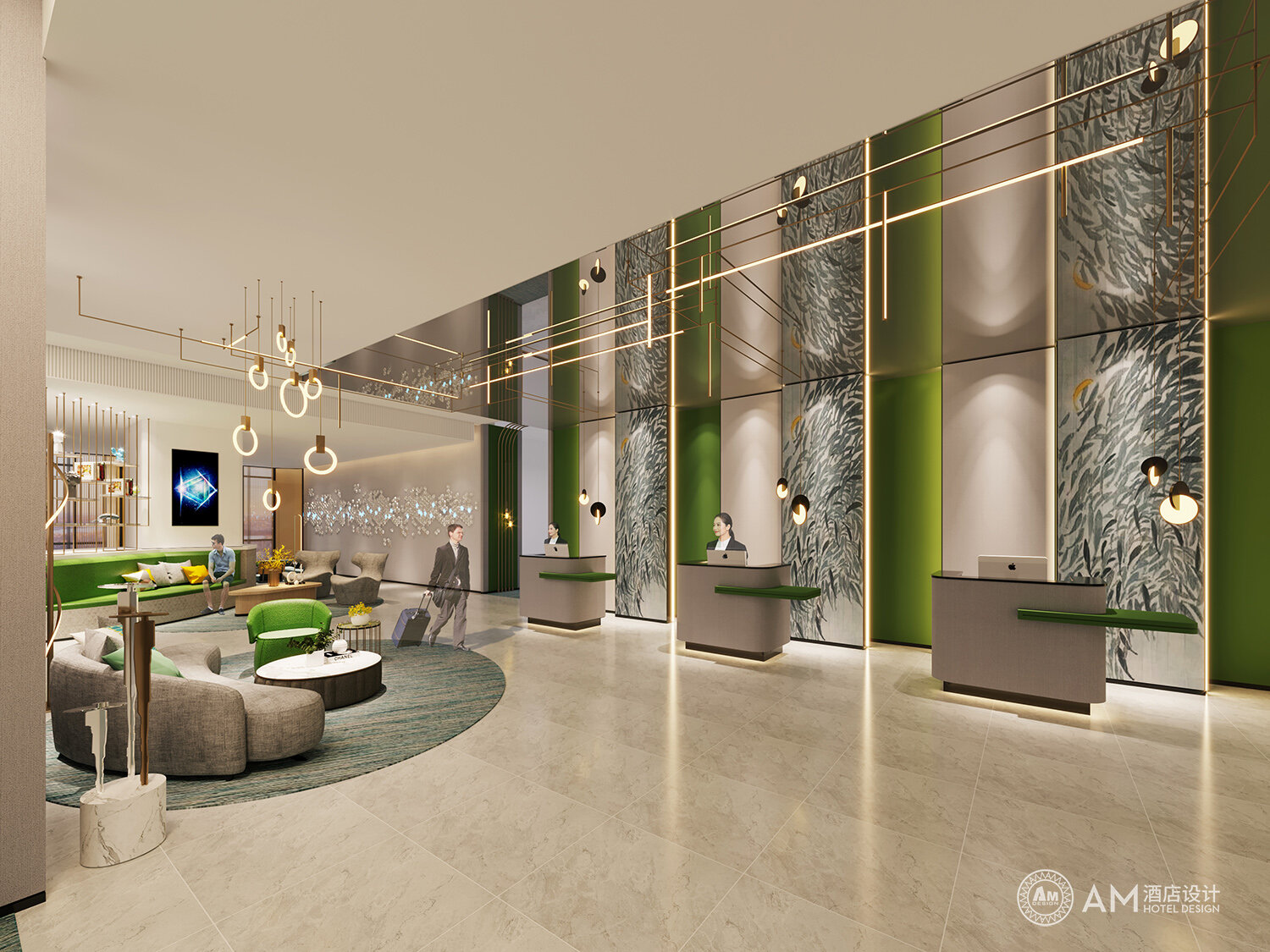 AM DESIGN | Weinan Jianguo Hotel lobby & front desk design