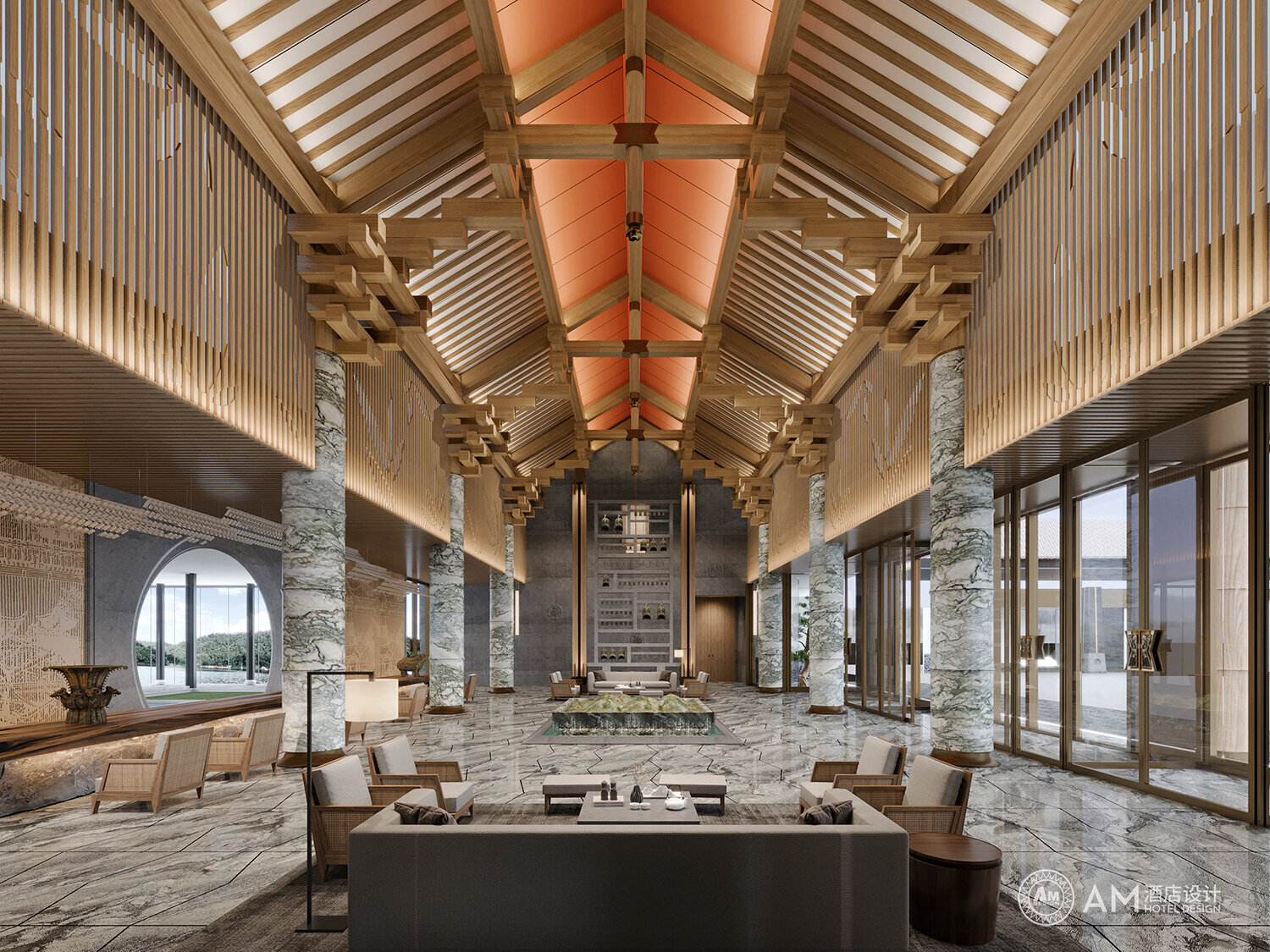 AM DESIGN | Lobby design of Shaanxi Nanhu Resort Hotel