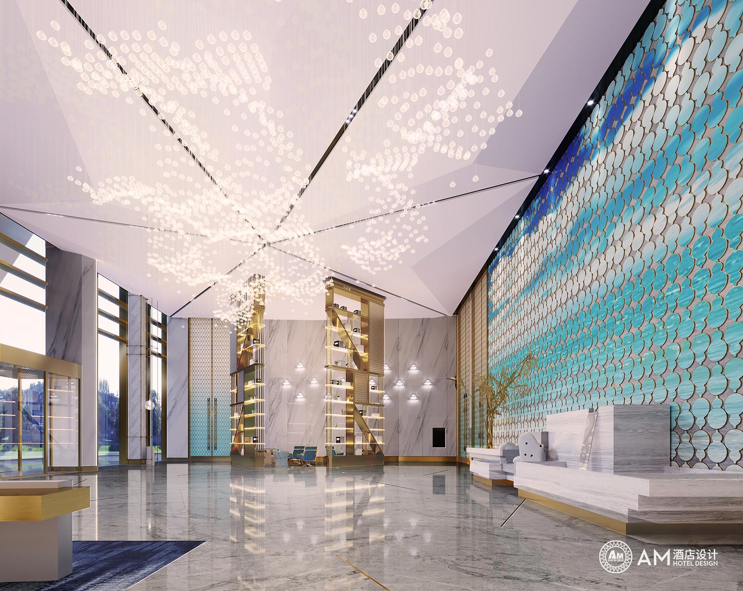 AM DESIGN | Lobby design of Liaoning Baida Wanmei Hotel