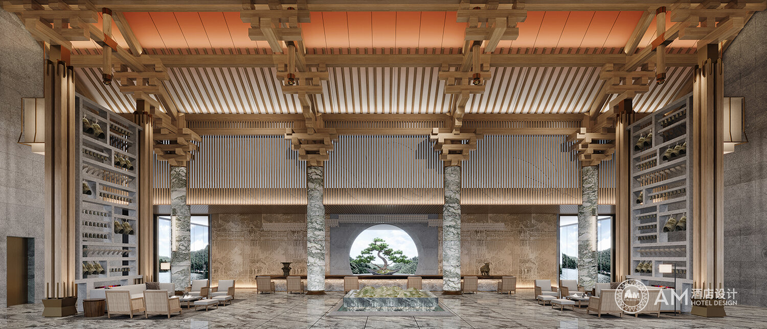AM DSEIGN | Front desk design of South Lake Holiday Hotel in Hanzhong, Shaanxi