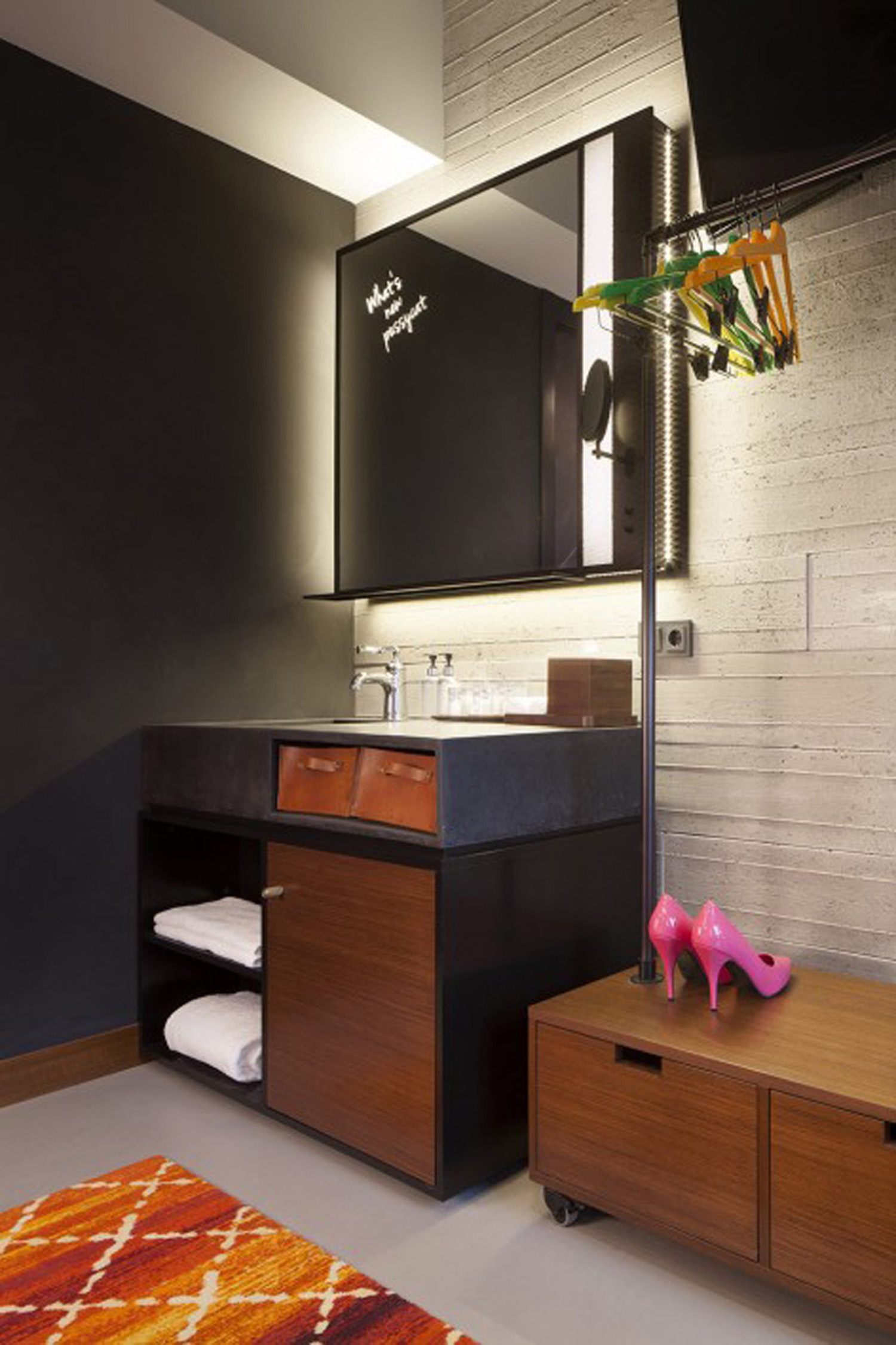 unified furniture design of room and bathroom