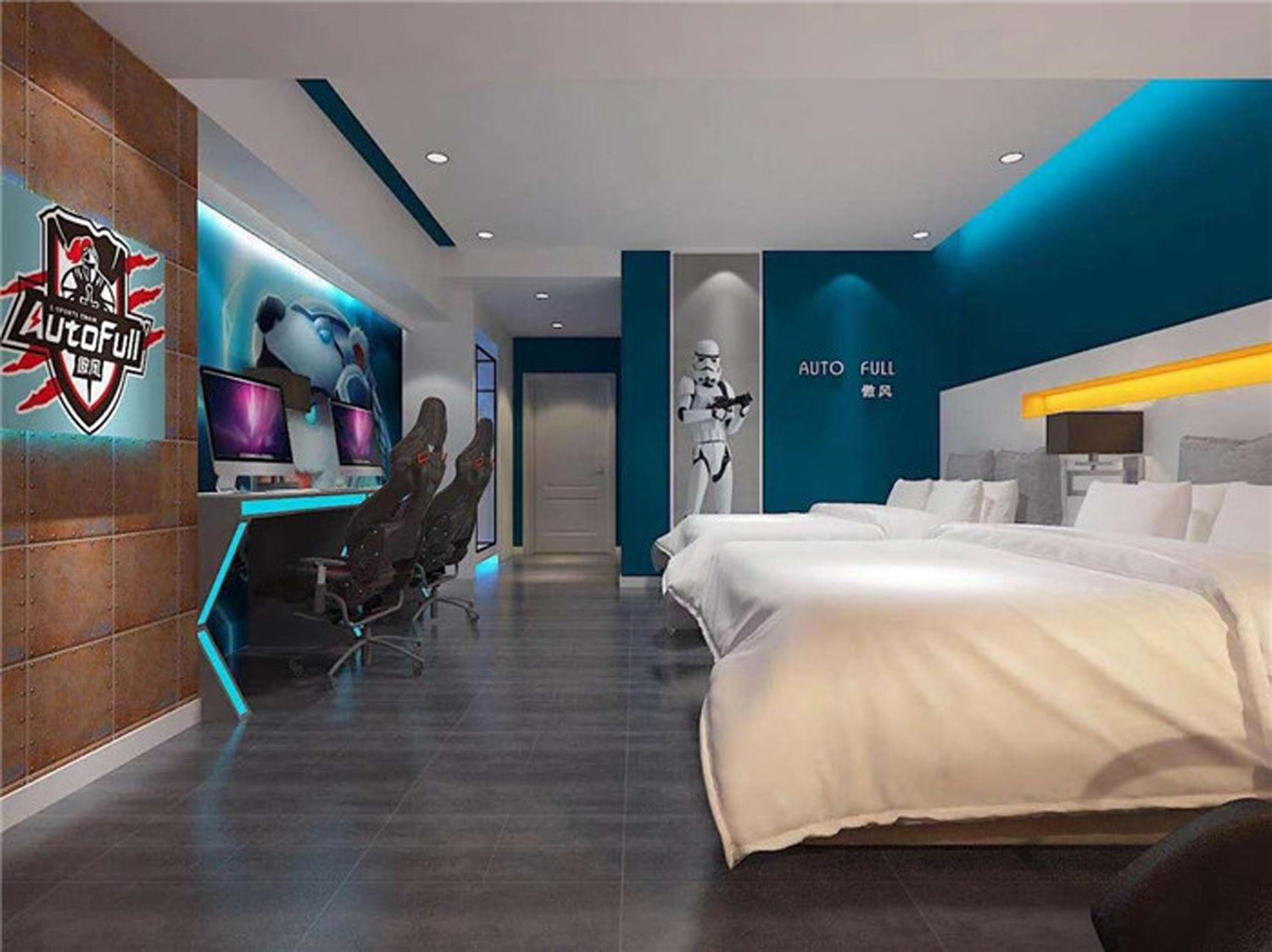Room design of E-sports Theme Hotel